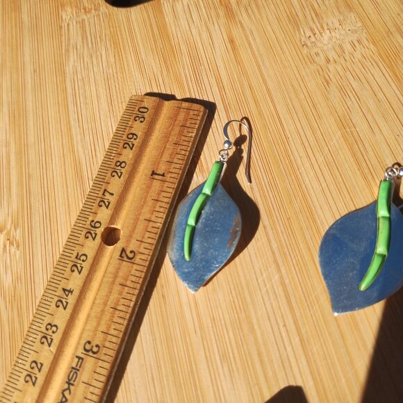 Jay King DTR 925 Sterling Silver green turquoise inlay earrings pendant - Picture 6 of 10